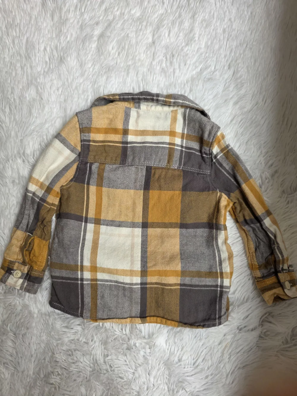 Kids Plaid Button-Up Shirt in Mustard & Gray